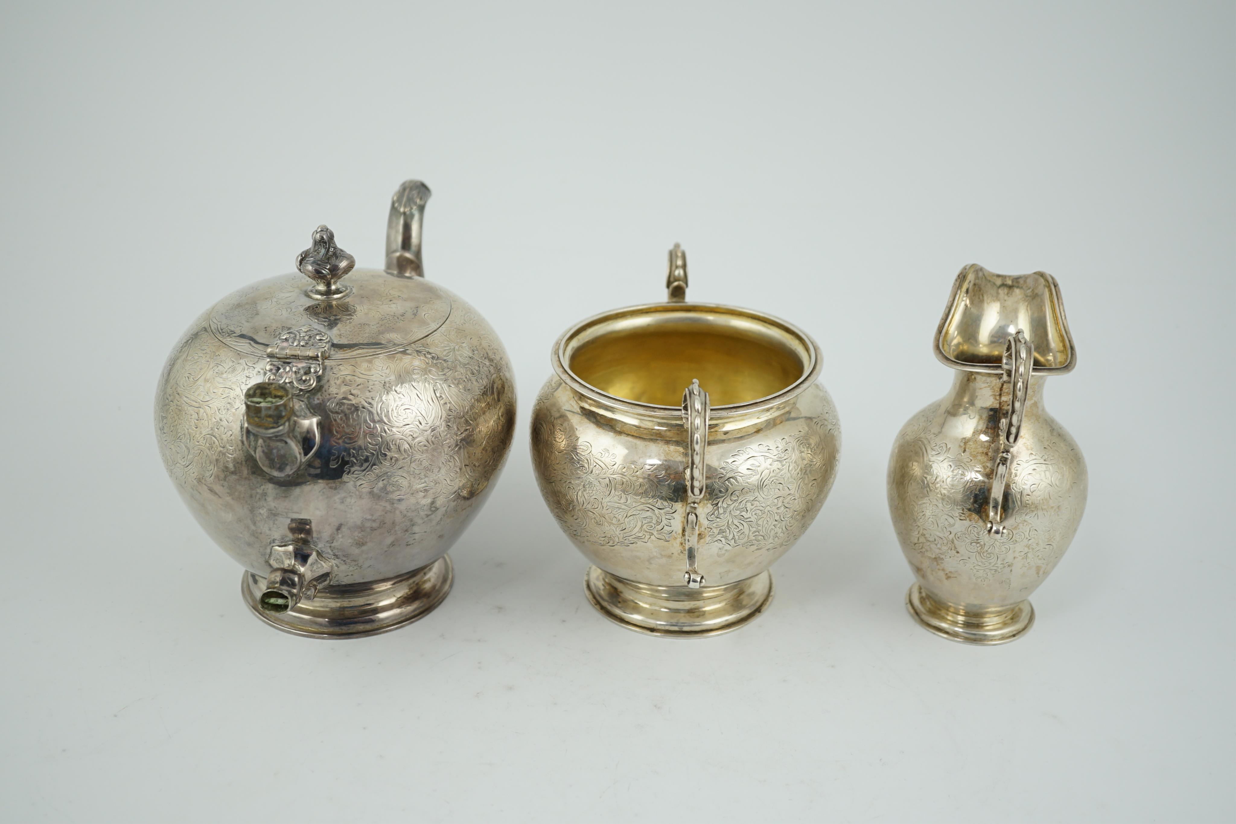 A Victorian Scottish silver three piece tea set, by Marshall & Sons, CITES Submission reference RDENZBMA